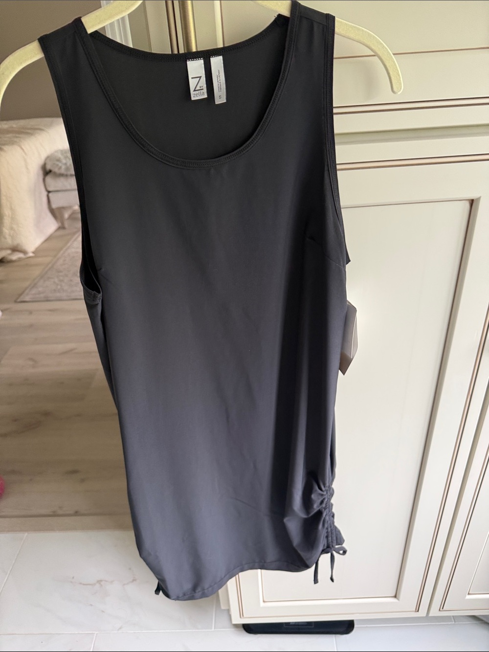 Zella Black Ruched Side Mini Dress